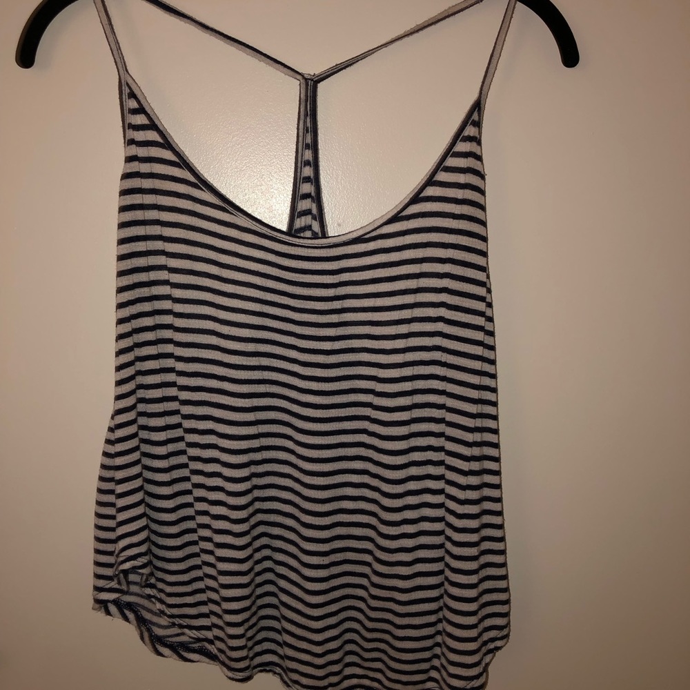striped tank, scoop / open back